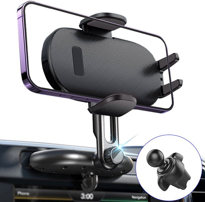 아이베리 프리미엄 듀얼모드 360도 회전 CD 슬롯 및 송풍구 차량용 원터치 휴대폰 거치대, 블랙, 1개