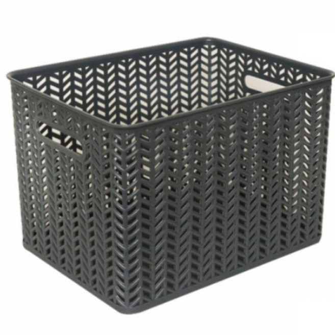 YST 바스켓 32.5L 차콜 플라스틱박스 펜트리정리함, 1개
