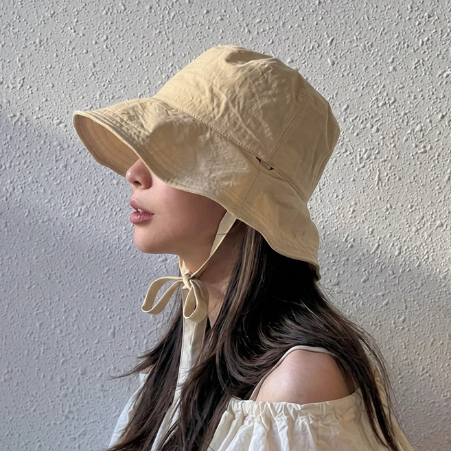 핑크바니 여성 버킷햇 자외선차단 여름 벙거지 턱끈 와이드챙 바스락 모자