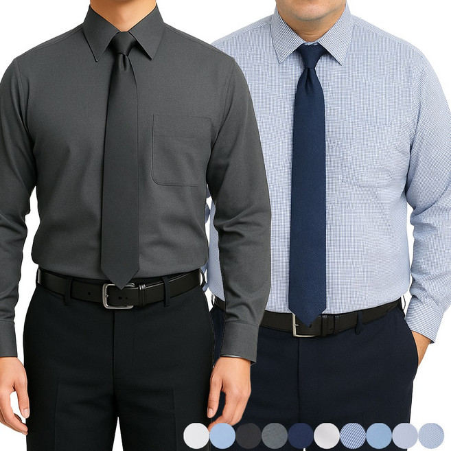 빅빅사이즈 (95~140) 5XL까지 나오는 남성용 일반핏 긴팔 와이셔츠 10컬러