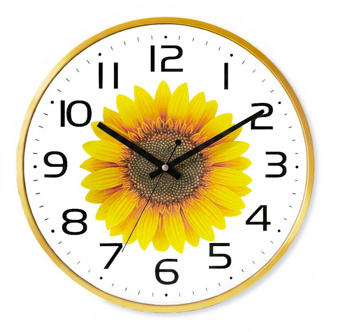 [국산/무소음] 리갈 310 해바라기 무소음 벽시계, 골드