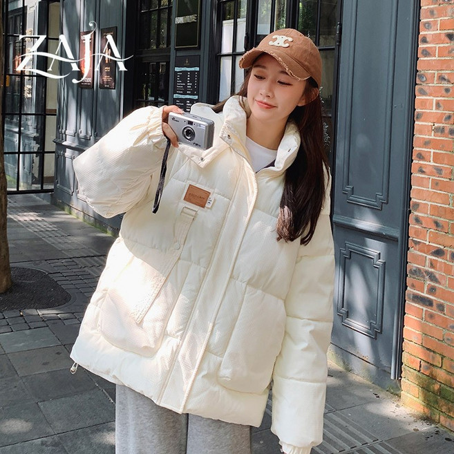 ZAJA 여성 패딩 점퍼 캐주얼 라운드넥 경량 숏패딩