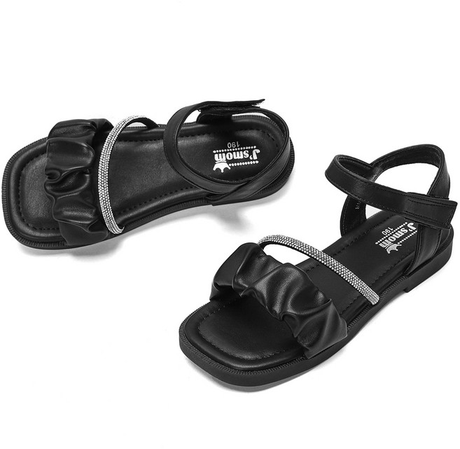 달콩슈 여아용 큐빅 곱창 사각코 샌들 DKC559