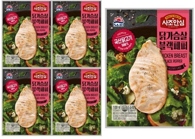 사조안심 닭가슴살 블랙페퍼 100g, 5개