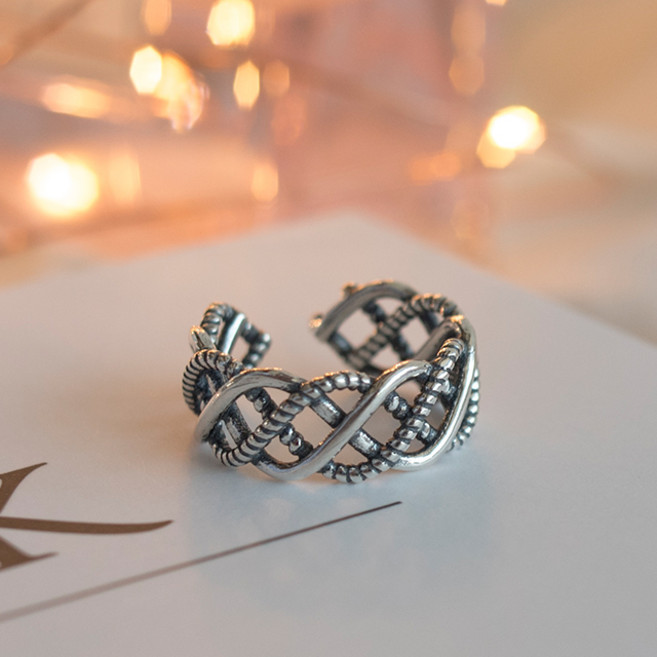 빈티지 언발 트윈 트위스트 실버링