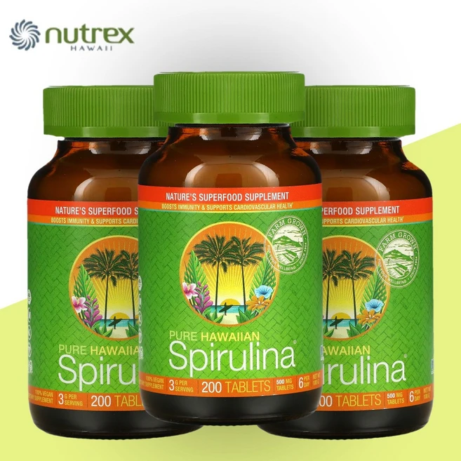 뉴트렉스 하와이 퓨어 하와이안 스피루리나 스피룰리나 500mg 200타블렛 3개, 200정 - 쿠팡