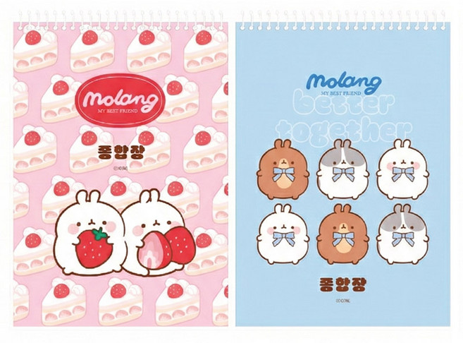 몰랑 종합장 100매 두꺼운 무선노트 신학기준비물, 1개, 블루핑크