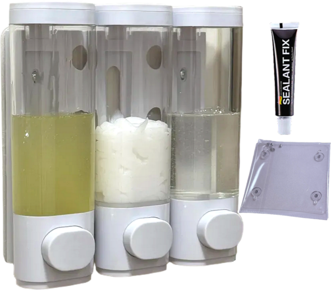 모엔데이 호텔 욕실 샴푸 디스펜서, 3개, 화이트