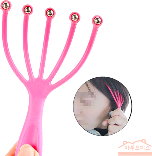 M7H_ 셀프 두피 구슬 머리지압 안마기 헤드마사지기 마사지기, 핫핑크, 1개