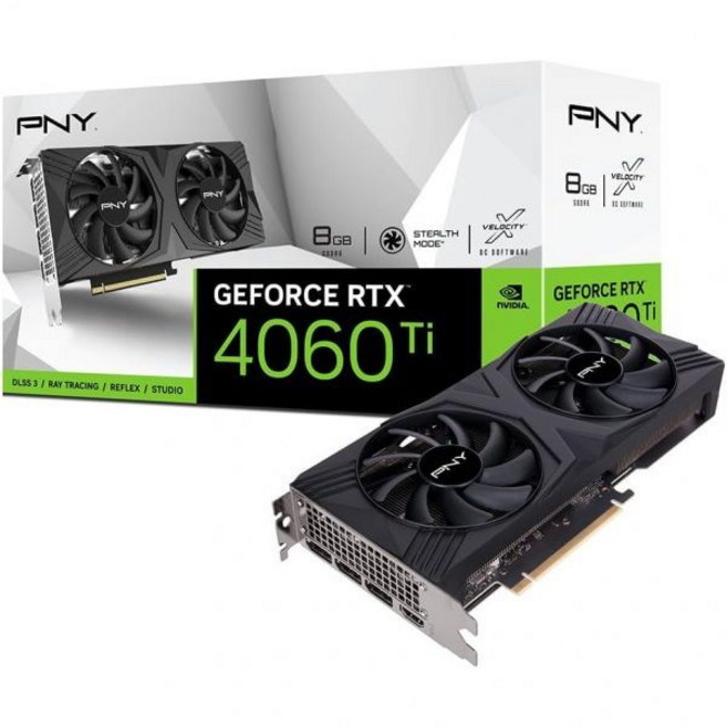 PNY GeForce RTX™ 4060 Ti 8GB Verto™ 듀얼 팬 그래픽 카드 DLSS 3 (128비트 PCIe 4.0 GDDR6 HDMI/디스플레이포트 4k, 8GB_Dual Fan