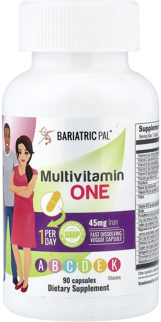 정말좋습니다 BariatricPal 종합비타민 원 철분 함유 캡슐 90정 빠르게배송해드릴게요, 1개 - 쿠팡