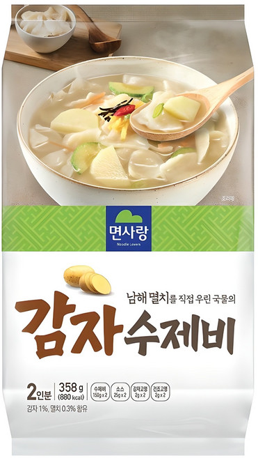 면사랑 남해멸치 감자 수제비 2p, 358g, 1개