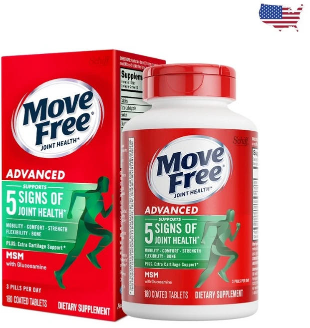 Move Free 무브프리 어드밴스드 플러스 MSM 글루코사민 + 콘드로이틴 관절 건강 영양제, 1개, 180정 - 쿠팡