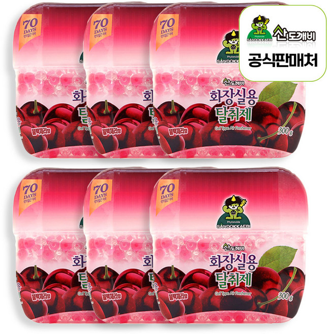 산도깨비 화장실용 탈취제 블랙체리향, 6개, 300g