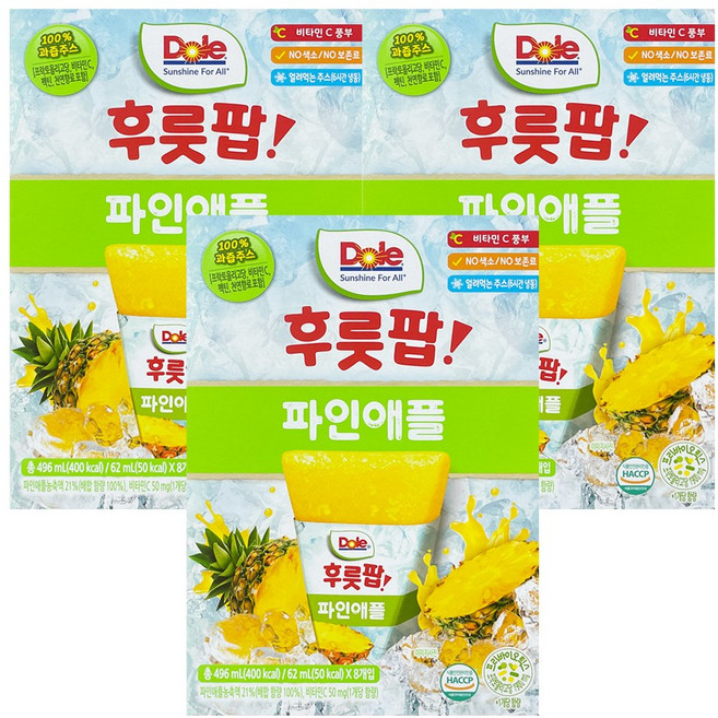 돌 파인애플 팝 주스, 24개, 62ml