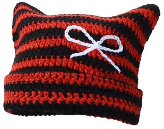 와와부 겨울 스트라이프 비니 모자