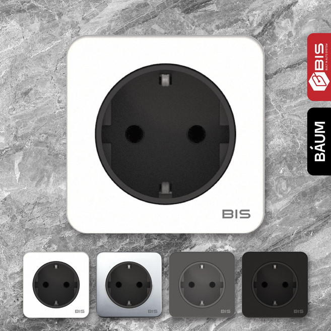 BIS 빌트인콘센트 BIS-W401 블랙 원형 아일랜드식탁 책상 테이블 스탠드 가구 매입 1구 콘센트, [01] 화이트, 1개