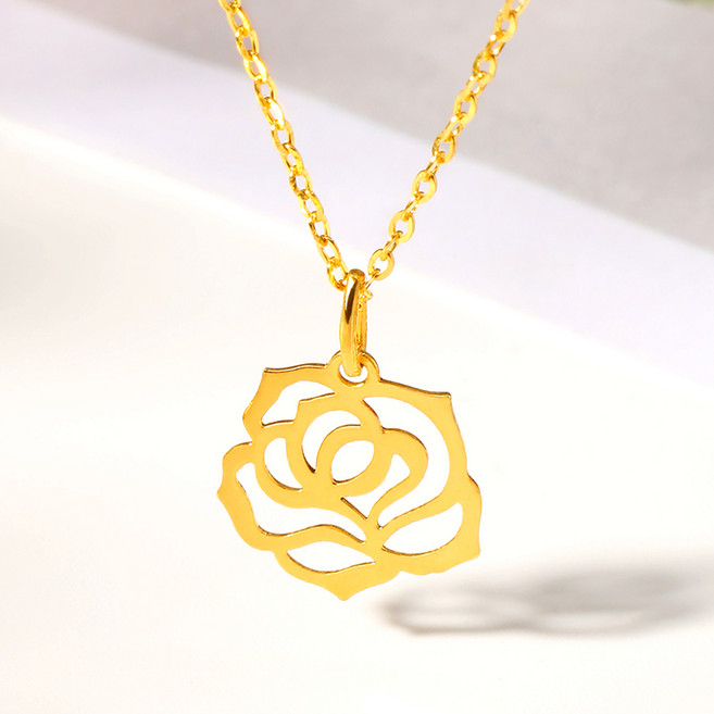[골드팡] 24k 순금 블레싱로즈 목걸이 여성용 데일리 깔끔포인트 민자장미꽃 행운템 응원 여자친구 생일 럭셔리 시험소원부적 엄마 효도 선물 추천