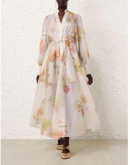 블루밍가든 고퀄 린넨 실크 짐머 휴양지 롱원피스