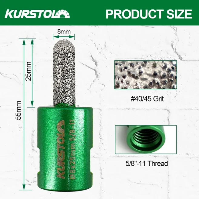 KURSTOL 다이아몬드 밀링 비트 절구통 제거 벽돌 M14 58 스레드 핑거 사이 미세 개, 01 25mm 5 8-11 Thread