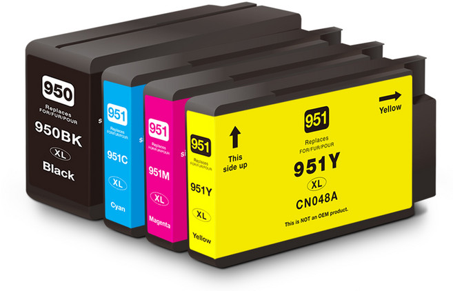 모노테크 HP 950 951 XL 호환잉크 세트, 1세트, 검정+파랑+빨강+노랑