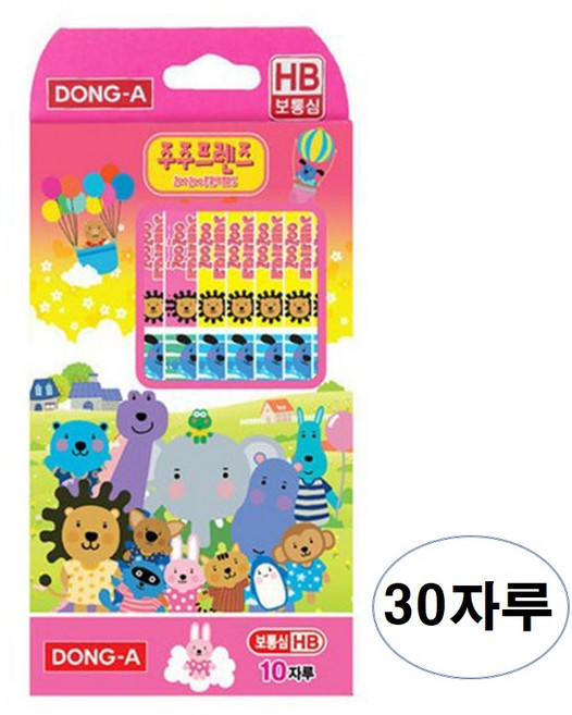 동아 주주프렌즈 연필 HB, 핑크 + 검정, 30개