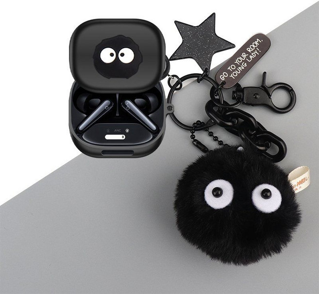 사운드코어 리버티4 프로 케이스 피규어 키링 스트랩 실리콘 커버, Shengkuo Liberty4Pro, 검은 석탄 공 + 석탄 공, 1개