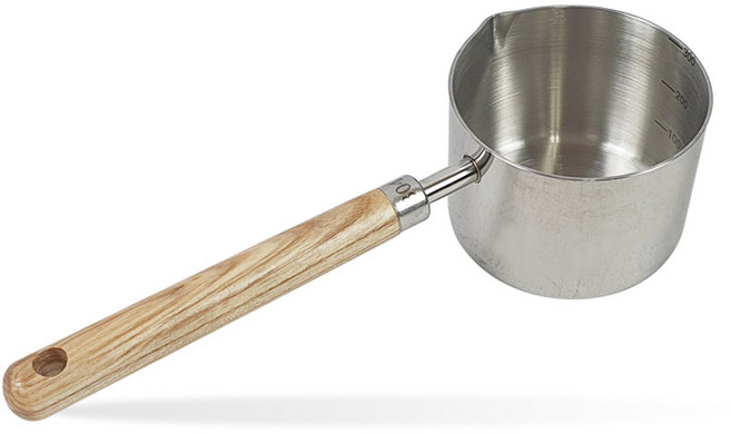 계량스푼 국자 나무손잡이 계량눈금 스텐 계량컵 베이킹, 1개