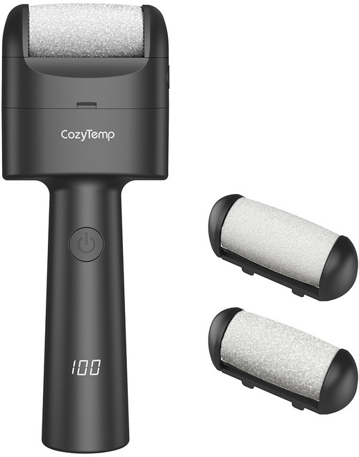 전동 발각질제거기 무선 충전식 발바닥 굳은살 각질 제거, 블랙, v-601