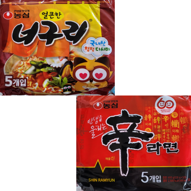 봉지)농심너구리얼큰한맛 5개 + 봉지)농심신라면 5개 10개입, 1개