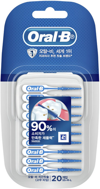 오랄비 고무 타입 치간칫솔 I자형, 20개입, 1개