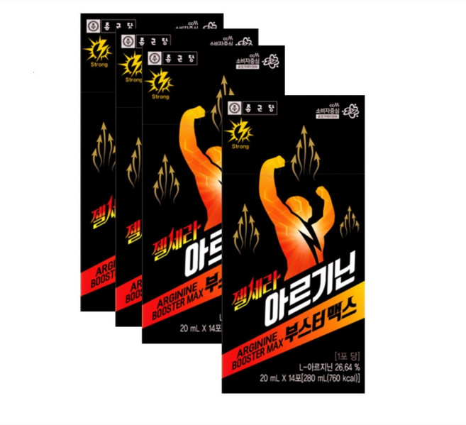종근당 젤세라 아르기닌 부스터 맥스 20ml 14포 4박스, 280ml, 4세트