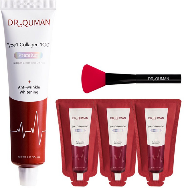 닥터큐먼 프리미엄 TYPE1 콜라겐 크림팩, 4종 세트 (본품 60g 1개+10g 3개+스파출러), 1개
