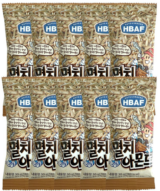 HBAF 바프 멸치아몬드, 30g, 10개