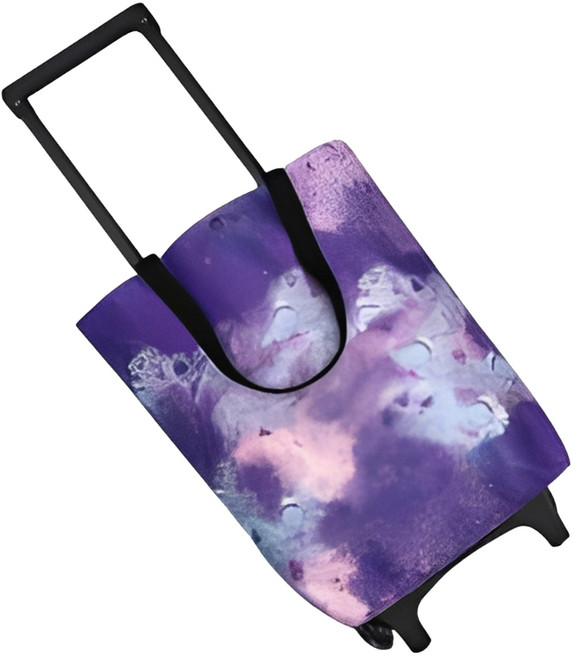 ELEANOR 可伸縮拉桿 大容量 耐磨PU輪 可折疊收納, 購物車-紫色星空(單層壓扣):碳鋼拉桿, 1個