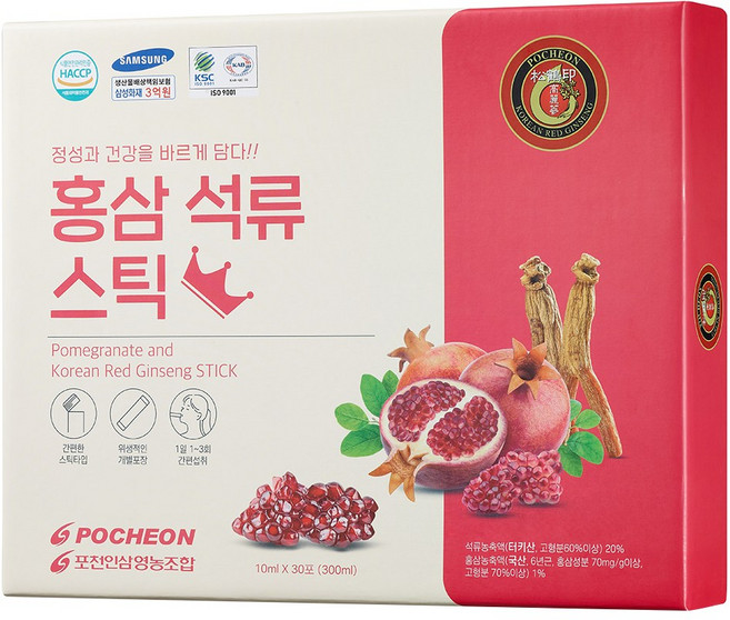 포천홍삼 홍삼석류스틱 10ml X 30포, 300ml, 1개