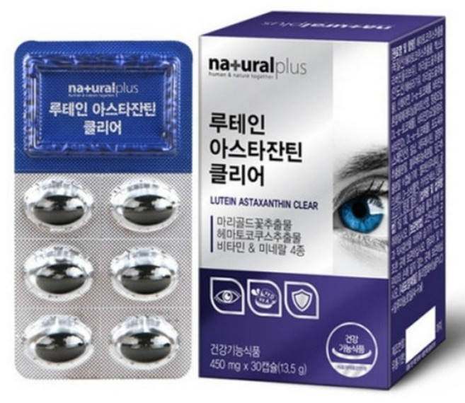 내츄럴 플러스 루테인 아스타잔틴 클리어 450mg x 30캡슐, 30정, 1개
