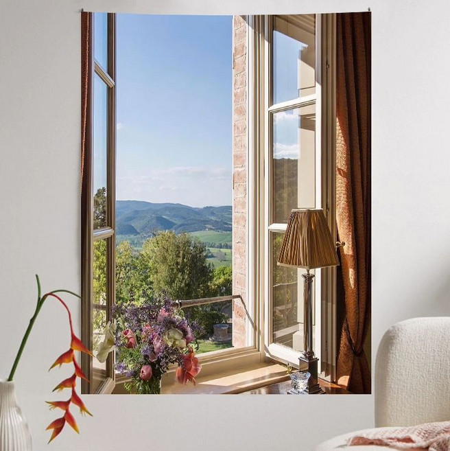 대형 풍경 패브릭포스터 벽장식 배경 액자 커튼 창문