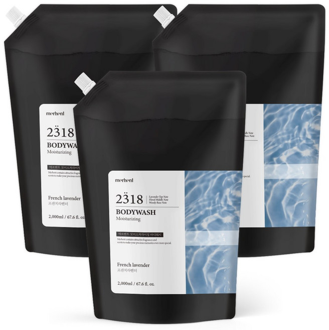 메르헨트 모이스처라이징 바디워시 프렌치라벤더향 리필, 3개, 2L