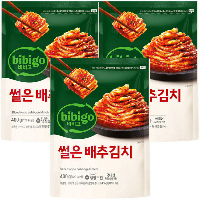 비비고 썰은배추김치, 400g, 3개
