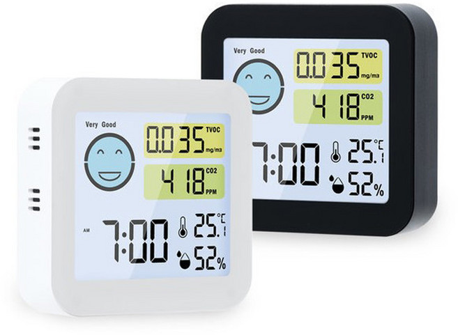 Nova 백라이트 공기질측정기 온습도계 이산화탄소측정기온도계 습도계 온습도계 TVOC측정 공기측정기, 1개