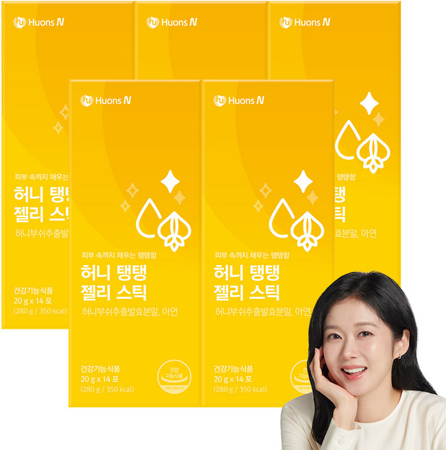 [휴온스N 공식] 허니 탱탱 젤리 스틱 피부 보습 탄력 영양제, 5개, 14회분