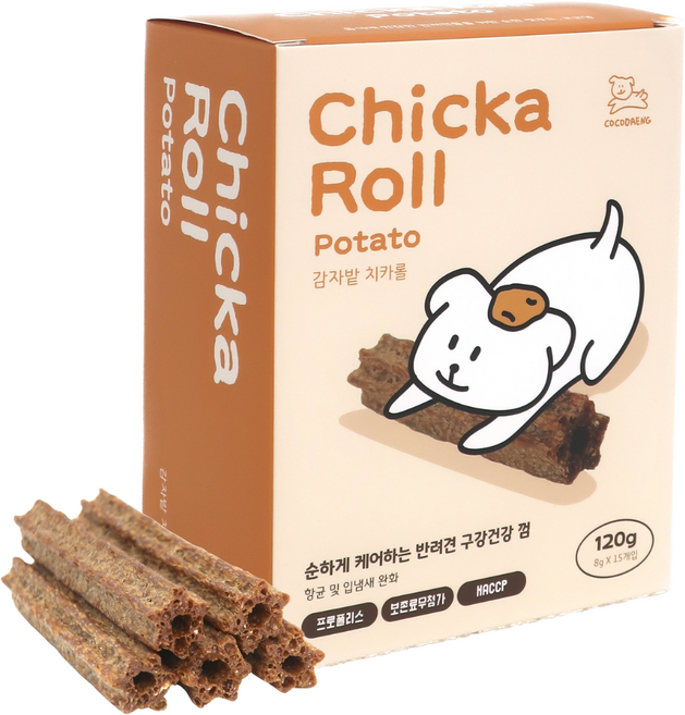 강아지 프로폴리스 구강 건강 덴탈 껌 식물성 간식 코코댕 치카롤, 120g, 1박스, 감자밭치카롤