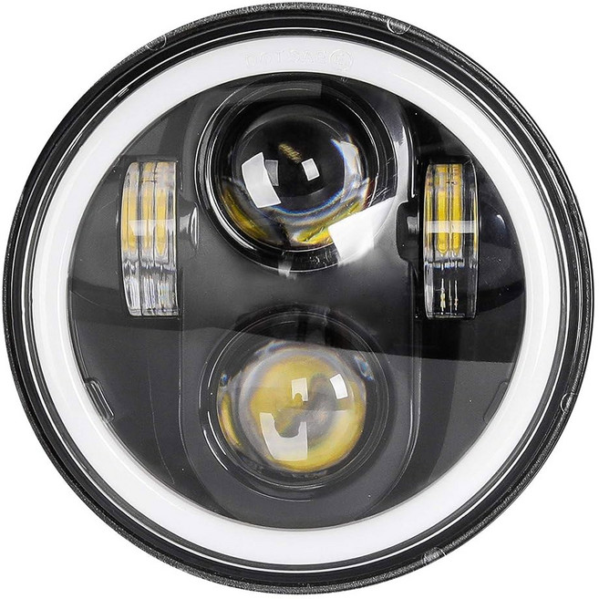 위사믹 5.75인치 LED 헤드라이트 모터사이클 DOT - 할리 데이비슨 다이나 스트리트 밥 슈퍼 와이드 글라이드 로우 라이더 나이트 로드 트레인 소프트테일 스포츠스터 아이언, Sliver
