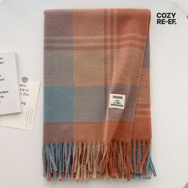 코지리프 체크 캐시미어 머플러