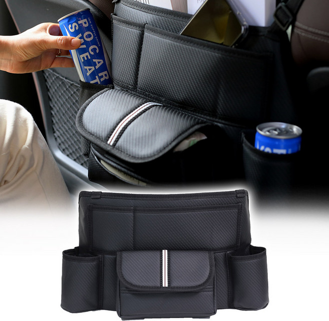 애드크로스 레모토 차량용 뒷자석 수납함 자동차 필수차량용품 다용도 수납 포켓 컵 홀더 트레이 시트백 정리함, 1개