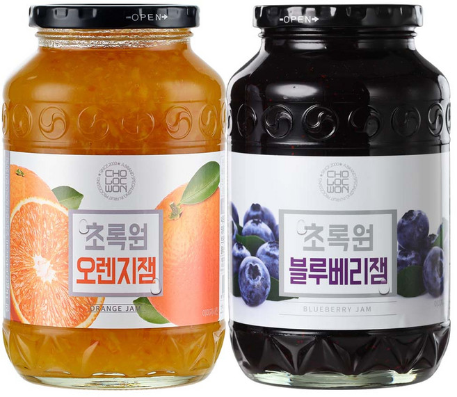 초록원 블루베리잼 1kg+오렌지잼 1kg, 2개, 1kg