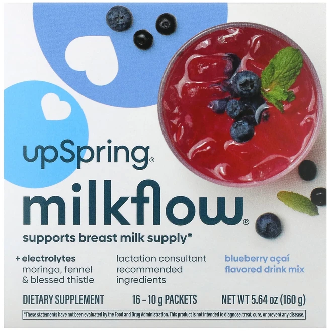 UpSpring Milkflow 드링크 믹스 블루베리 아사이 16팩 각 10g, UpSpringMilkflow드링크믹스블루베리아사이16 - 쿠팡
