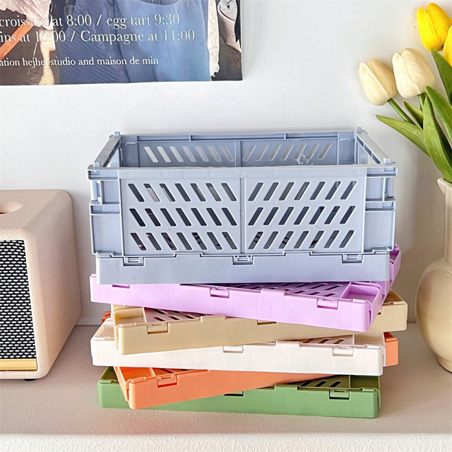 마카롱 파스텔 미니 폴딩박스 라지 25CM 접이식 수납함 보관함 데스크테리어 바구니 7컬러, 1개, 퍼플