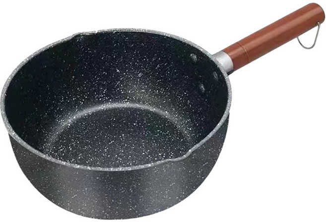 日式雪平鍋 麥飯石不粘奶鍋 煮麵鍋 熱牛奶鍋 一鍋多用 導熱快速 木質防燙手柄 帶傾倒口 電磁爐瓦斯爐通用 小型煮鍋 單人料理鍋 泡面鍋 平底不粘鍋 輕量好翻炒, 1個, 22